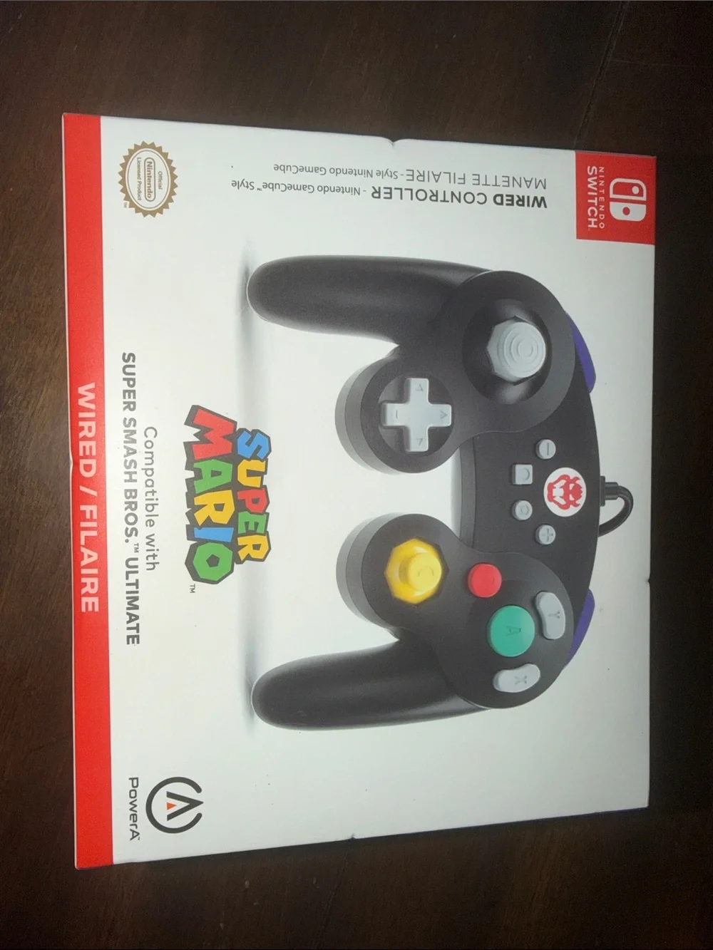 Super Mario Black Wired Controller for Nintendo Switch